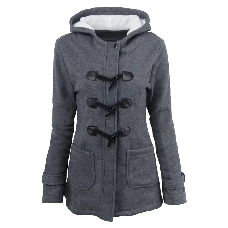 Casaco Feminino Básico com Capuz e Zíper - Sobretudo Casual para Outono/Inverno - (Promoção de Inverno 2026)
