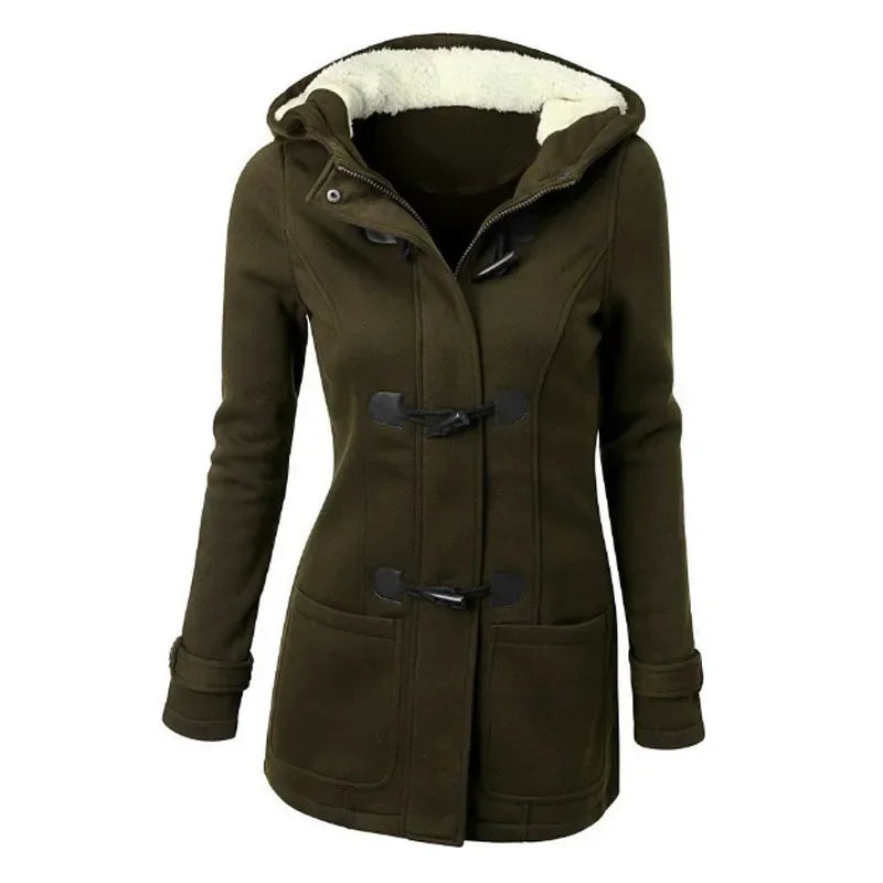 Casaco Feminino Básico com Capuz e Zíper - Sobretudo Casual para Outono/Inverno - (Promoção de Inverno 2026)