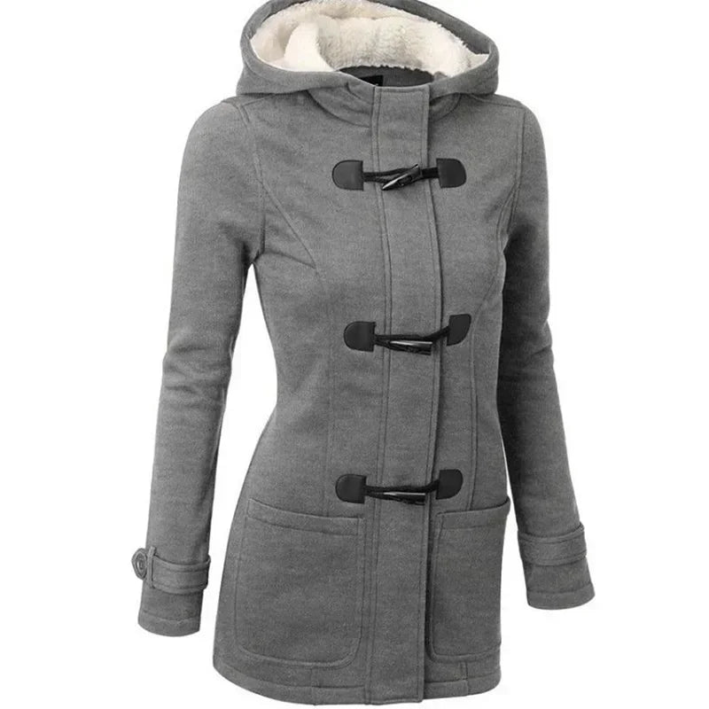 Casaco Feminino Básico com Capuz e Zíper - Sobretudo Casual para Outono/Inverno - (Promoção de Inverno 2026)