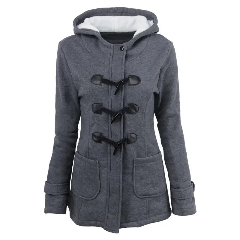 Casaco Feminino Básico com Capuz e Zíper - Sobretudo Casual para Outono/Inverno - (Promoção de Inverno 2026)