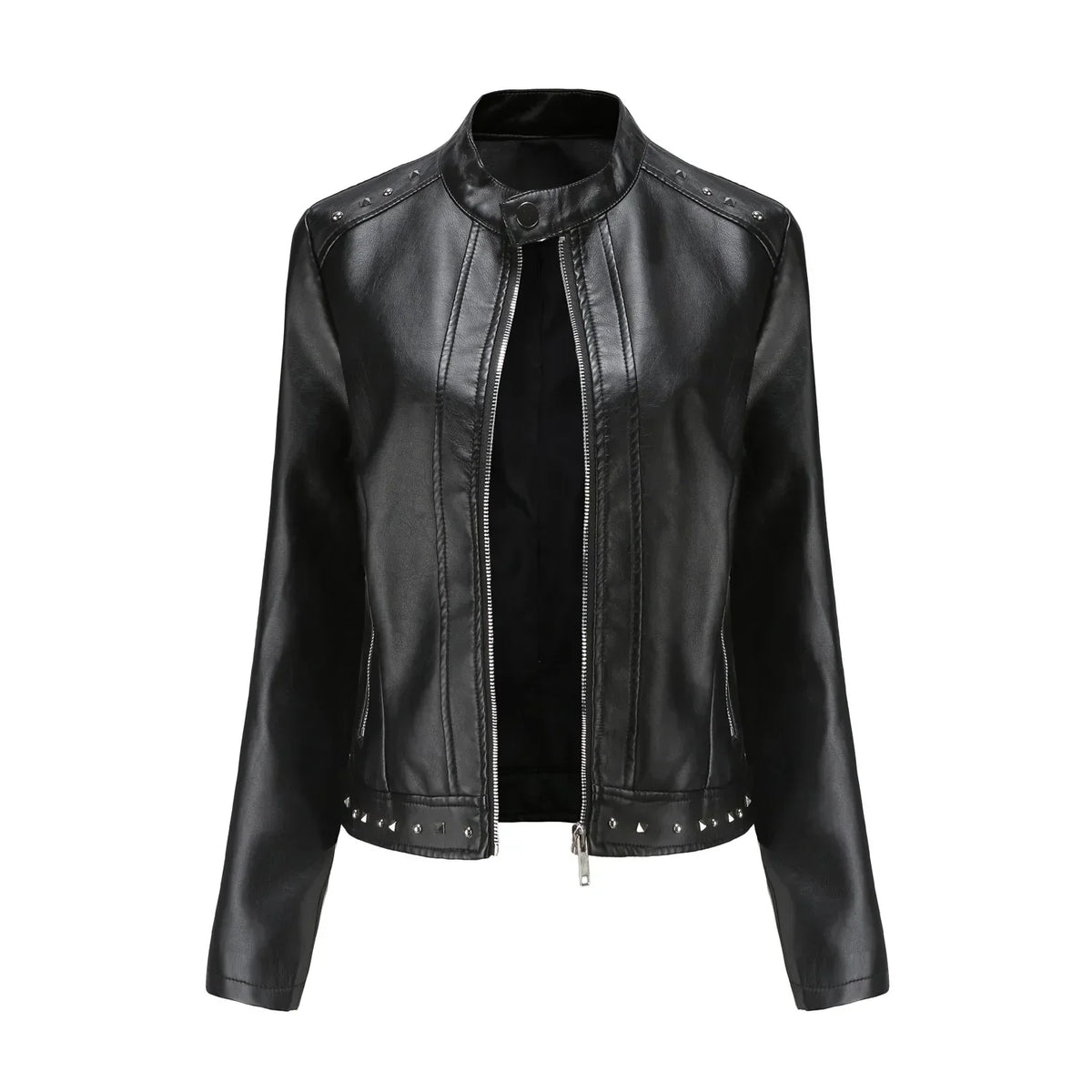 Jaqueta Feminina Estilo Punk Rock com Gola Alta - (Promoção de Inverno 2026)