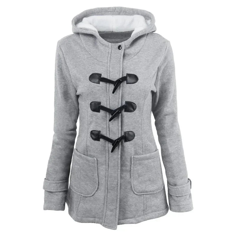 Casaco Feminino Básico com Capuz e Zíper - Sobretudo Casual para Outono/Inverno - (Promoção de Inverno 2026)