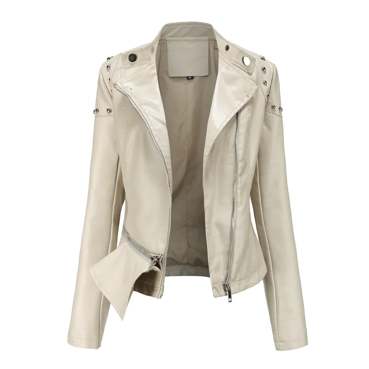 Jaqueta Feminina Estilo Motociclista com Gola Alta - (Promoção de Inverno 2026)