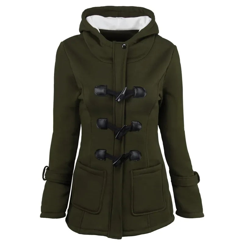 Casaco Feminino Básico com Capuz e Zíper - Sobretudo Casual para Outono/Inverno - (Promoção de Inverno 2026)