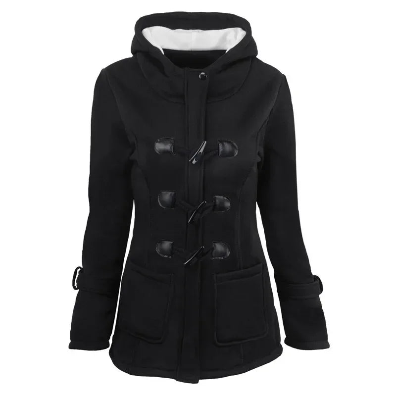 Casaco Feminino Básico com Capuz e Zíper - Sobretudo Casual para Outono/Inverno - (Promoção de Inverno 2026)