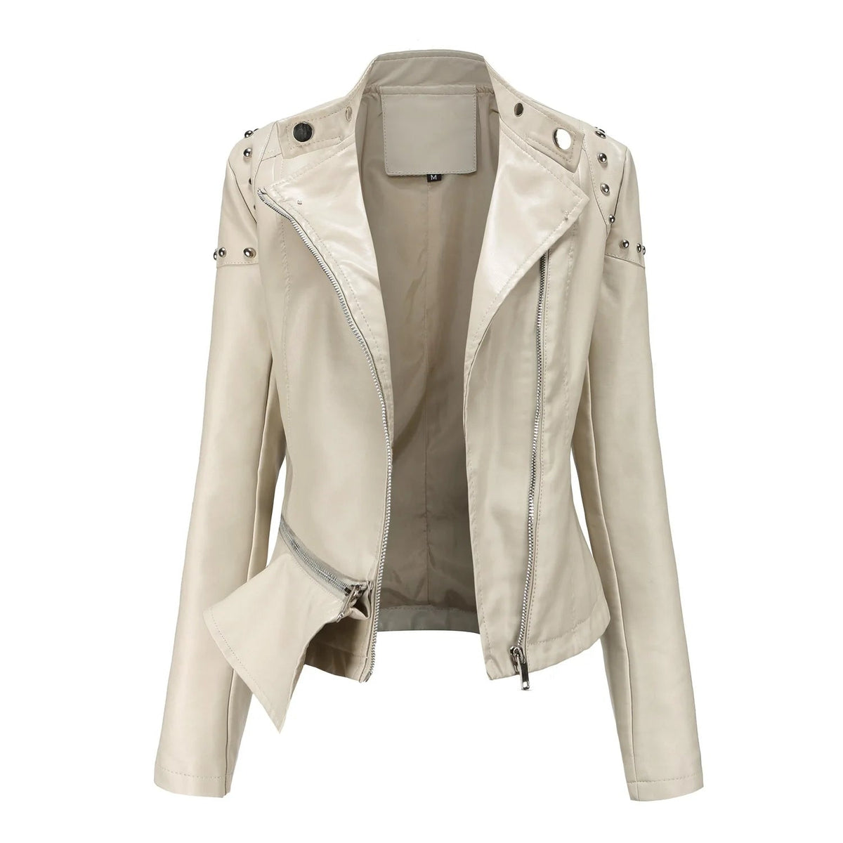 Jaqueta Feminina Estilo Motociclista com Gola Alta - (Promoção de Inverno 2026)