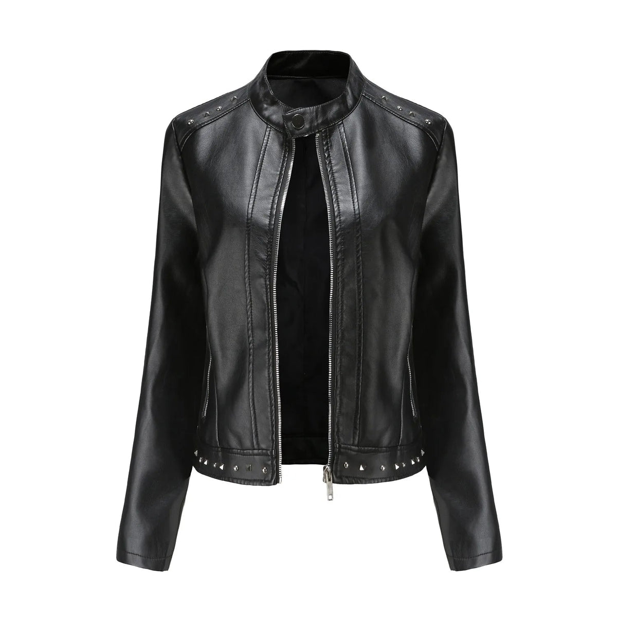 Jaqueta Feminina Estilo Punk Rock com Gola Alta - (Promoção de Inverno 2026)