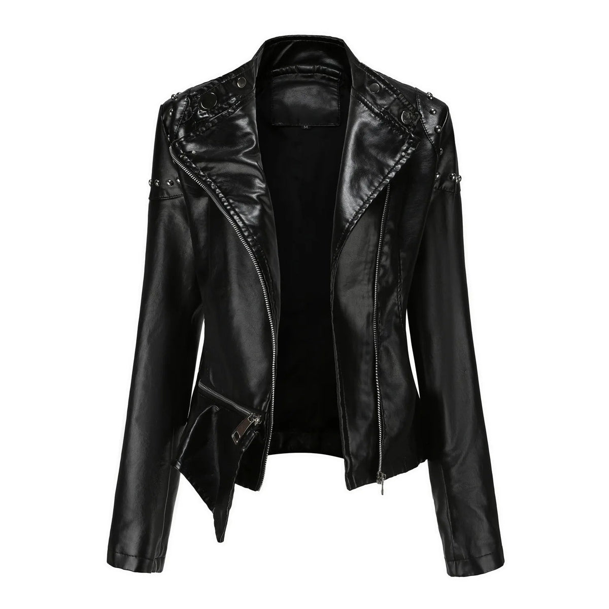 Jaqueta Feminina Estilo Motociclista com Gola Alta - (Promoção de Inverno 2026)